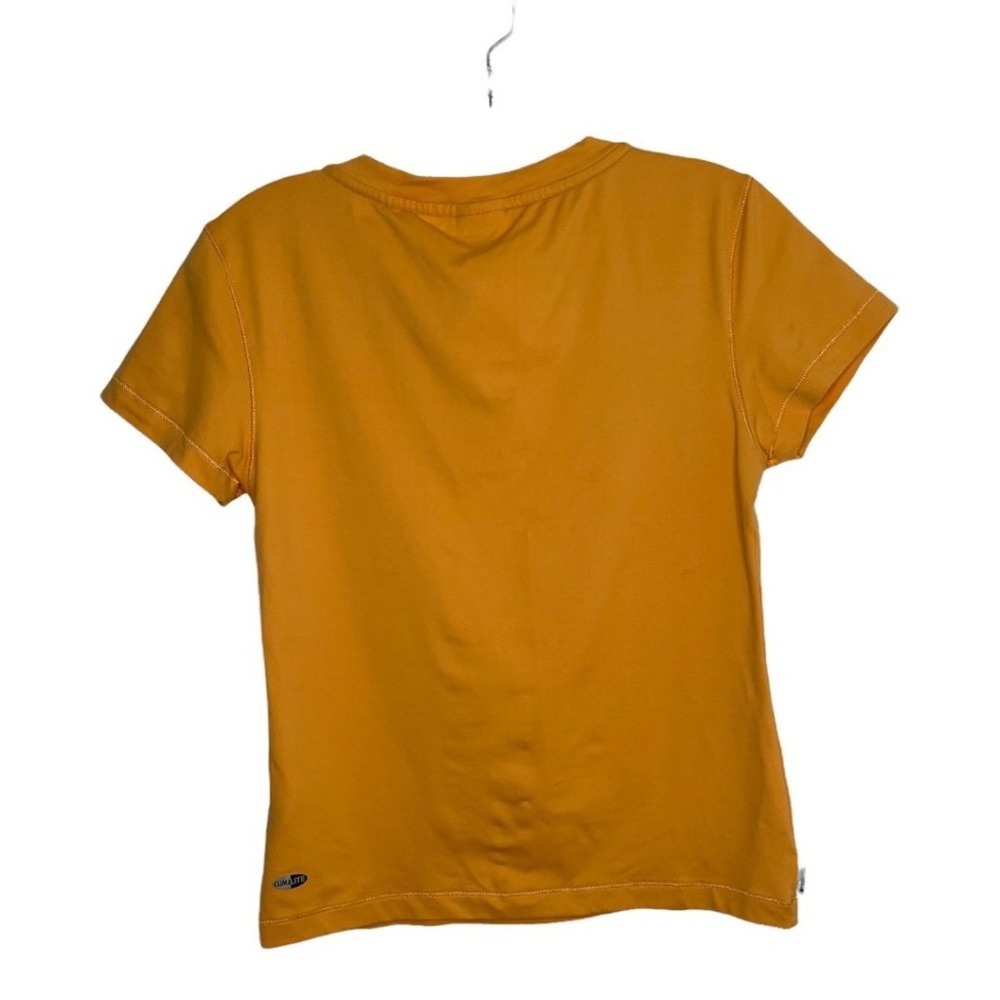 Adidas Climalite V-Neck Athletic T-Shirt Womens Medium Mustard Yellow Gold Sport - Picture 2 of 14